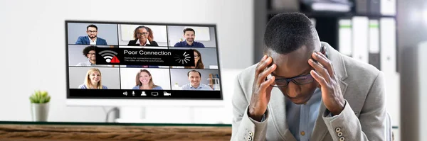 Online Video Meeting Bad Connection Poor Signal — Stock Photo, Image