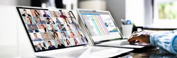Curso Treinamento Videoconferência Virtual Online Webinar Executivo — Fotografia de Stock