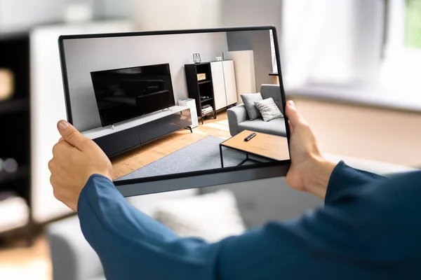 Maison Immobilière Visite Virtuelle Vidéo Sur Tablette — Photo