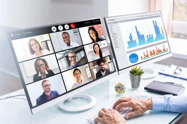 Videokonferencia Webinar Online Call Meeting Desktop — Stock Fotó