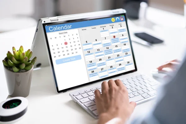 Booking Meeting Calendar Appointment On Laptop Online