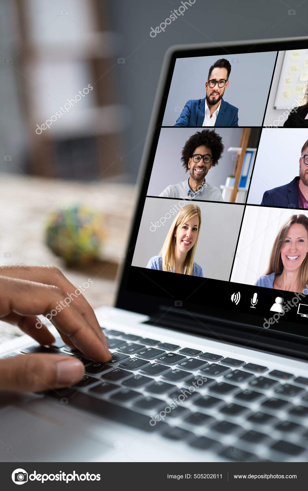 Video Conference Call Remote Learning Lecture Videoconference Stock