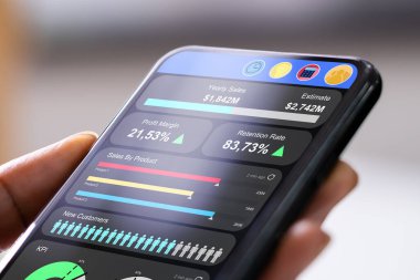 Finansal Analiz Grafikleriyle KPI Kontrol Paneli kullanan Afrikalı Danışman