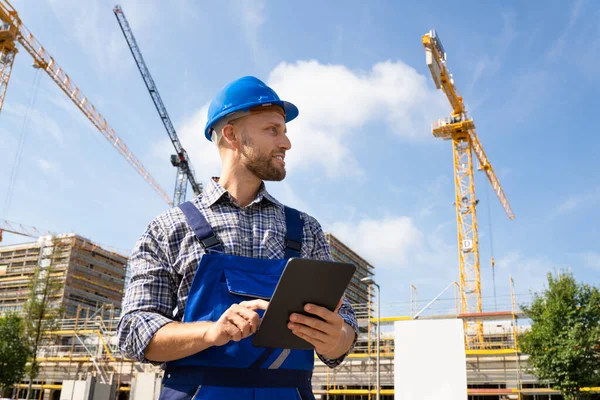 Trabajador Construcción Ingeniero Inspección Del Sitio —  Fotos de Stock