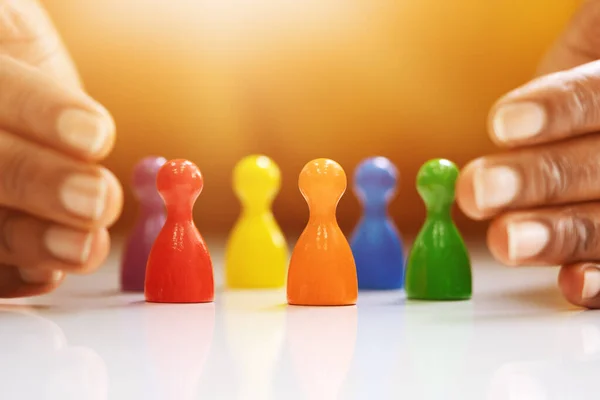 Inclusione Diversità Del Personale Pawns Uguali Inclusivi Parità Leadership — Foto Stock