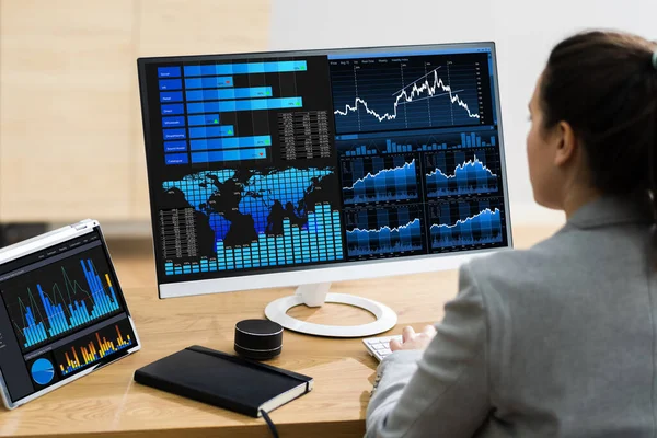 Predictive Business Data Analytics Financiële Analist Vrouw — Stockfoto