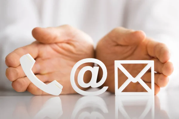 Contacteer Ons Methoden Pictogrammen Mail Telefoon Postdiensten — Stockfoto