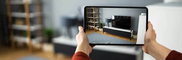 Real Estate House Virtual Tour Video Tablet — Stock Photo, Image