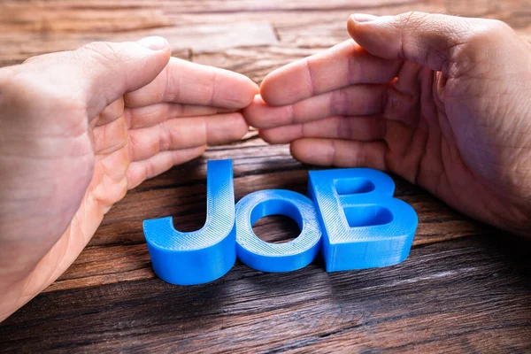 Seguro Trabajo Hombre Mano Protegiendo Palabra — Foto de Stock