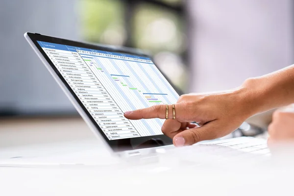 Konverterbar Laptop Gantt Diagram Programvara Och Digital Agenda — Stockfoto