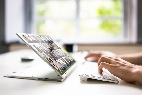 Virtual Video Conferencing Call Hybrid Digital Tablet — Stock Photo, Image