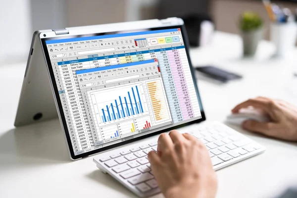 Dados Planilha Trabalho Negócios Tablet Office — Fotografia de Stock