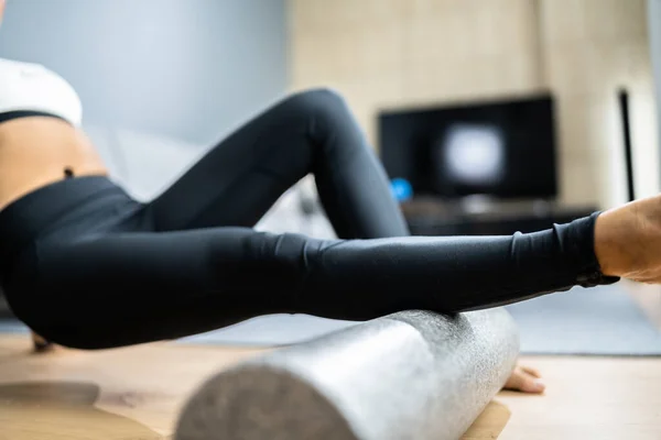 Foam Roller Healthy Leg Workout Sport Training On Floor