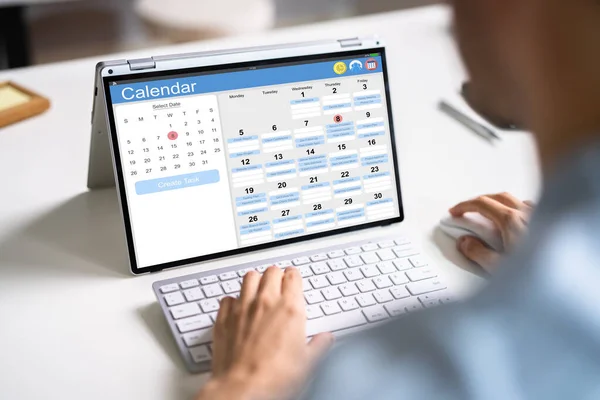 Booking Meeting Calendar Appointment Laptop Online — Stock Photo, Image