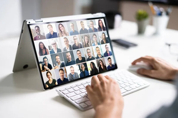 Virtual Video Conference Bijeenkomst Chat Hybride Laptop — Stockfoto