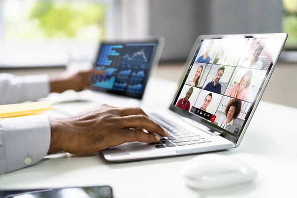 Finansiell Kpi Dashboard Video Webinar Datorn — Stockfoto