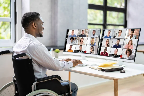 Internetowa Konferencja Wideo Spotkanie Biznesowe Call Laptop — Zdjęcie stockowe