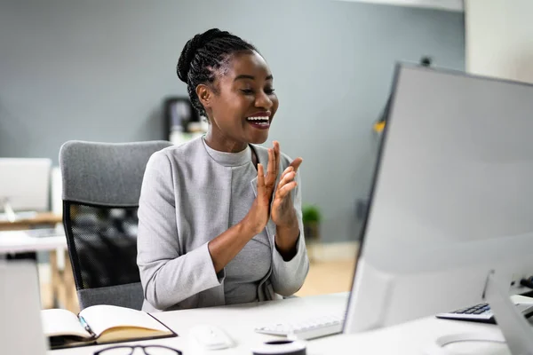 Virtual Business Meeting Videoconferentie Call Chat — Stockfoto