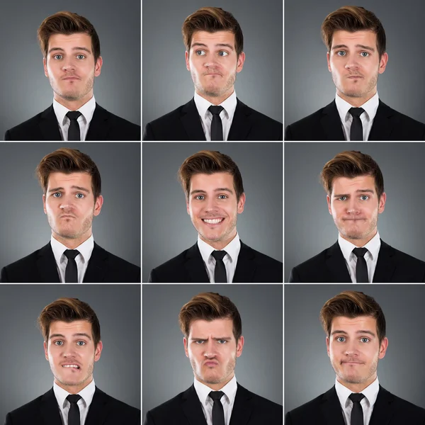 다양 한 표정으로 사업가의 콜라주 — 스톡 사진