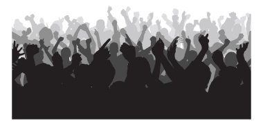 siluet kalabalık konser sırasında ellerini yükselterek