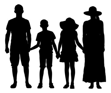 el ele tutuşarak siluet aile