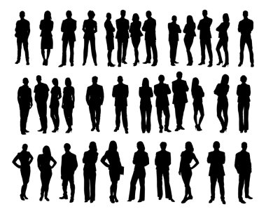 Collage Of Silhouette Business People clipart