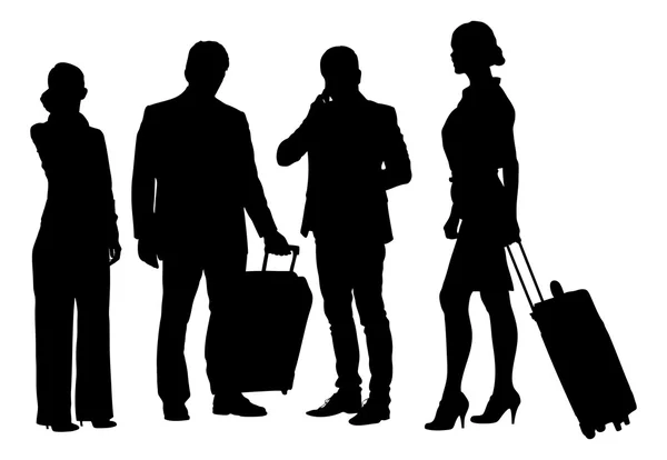 Silhouette Business People With Luggage — Stock Vector