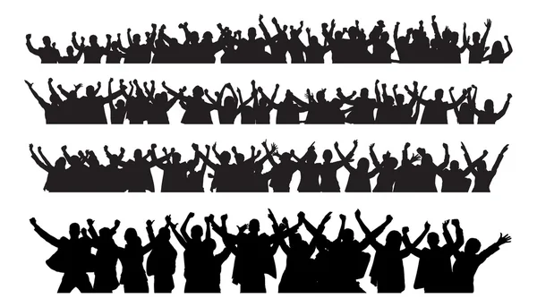 Silhouette Business People Raising Arms In Victory — Stock Vector