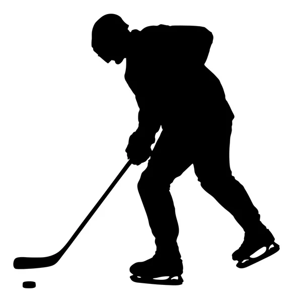 Silhouet man spelen ijshockey — Stockvector