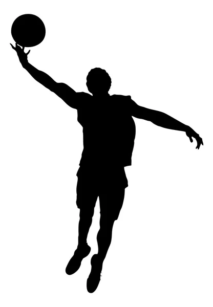 Silhouette Joueur de basket sur fond blanc — Image vectorielle