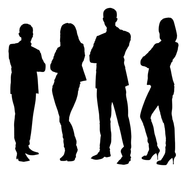 Silhouette Business People Standing With Arms Crossed — Stock Vector