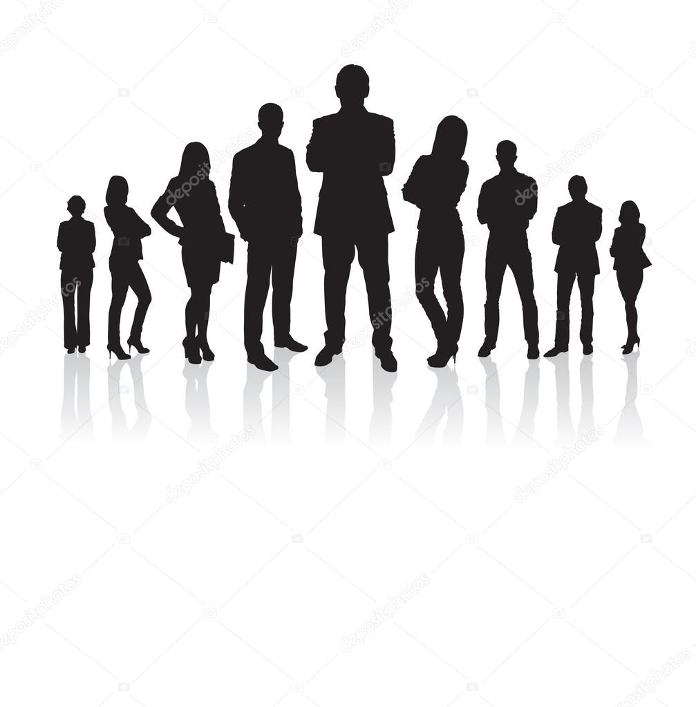 Silhouette Business People Standing With Arms Crossed