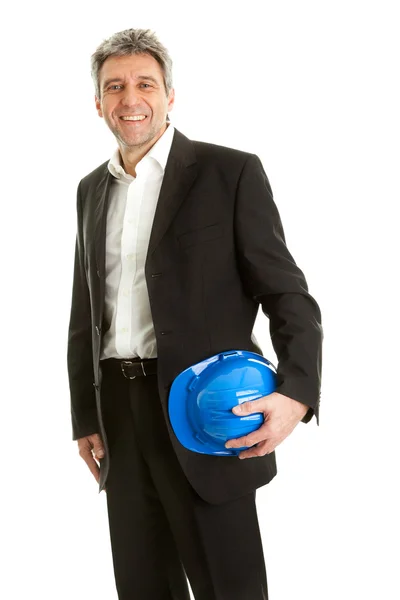Arquiteto com chapéu azul duro — Fotografia de Stock
