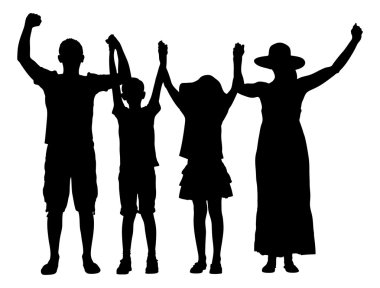 siluet aile kaldırdı kollarını