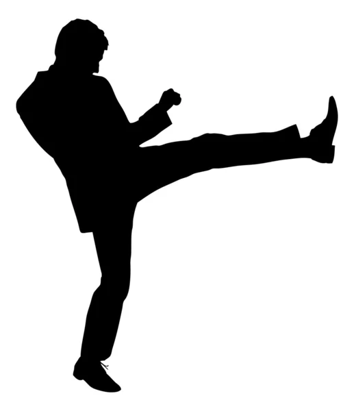 Silhouette Businessman Kicking — Stock Vector