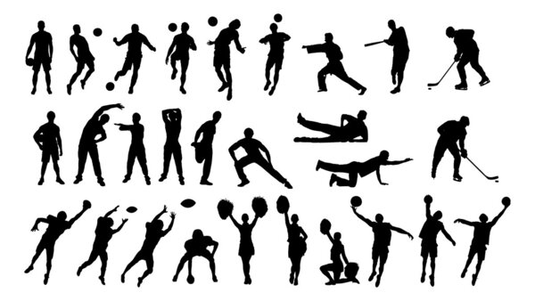 Collage Of Silhouette Cheerleaders And Sportsmen