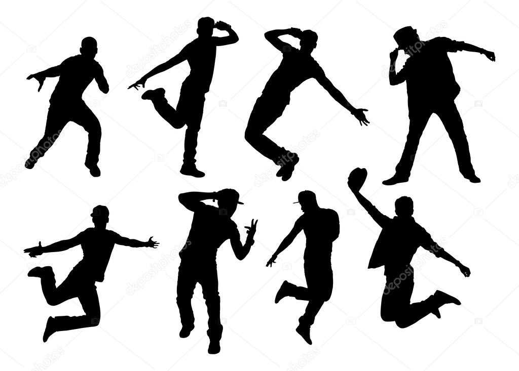 Silhouette Man Doing Various Types Of Dances