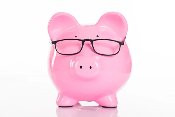 Smart piggybank on white — Stock Photo, Image