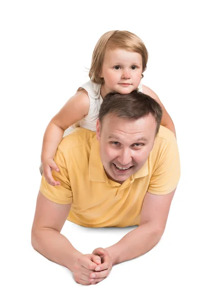 Daughter And Father Lying Together — Stock Photo, Image