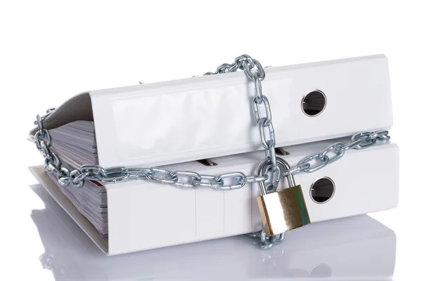 Restricted info locked with chain — Stock Photo, Image