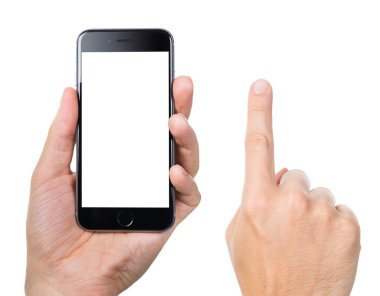 Adamın el eller Ise tutarak Apple iphone 6