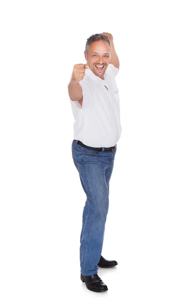 Excitado maduro homem celebrando sucesso — Fotografia de Stock