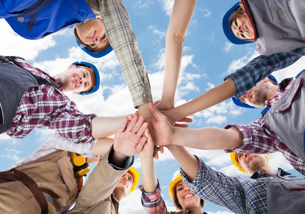 Architects Piling Hands — Stock Photo, Image