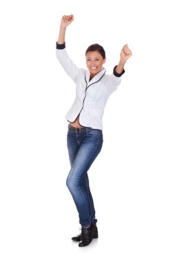 Başarı kutlayarak kadın