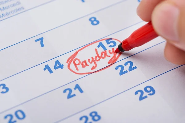 Markering Payday op kalender — Stockfoto