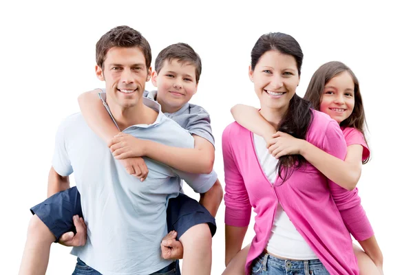 Ouders die met kinderen meeliften — Stockfoto