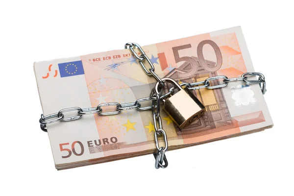 Padlock Around Euro — Stock Photo, Image