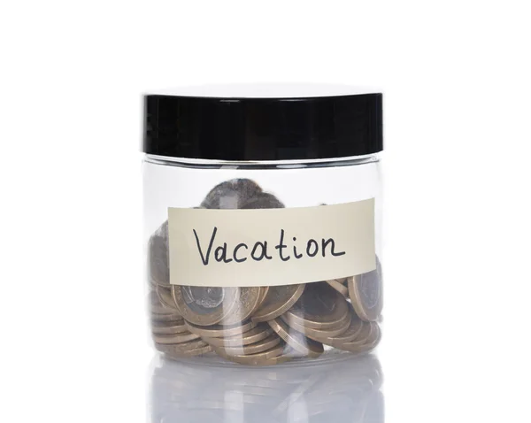 Vakantie Jar gevuld met munten — Stockfoto