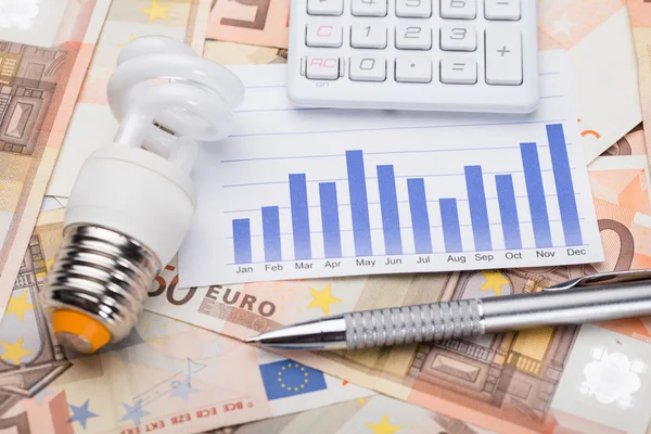 Bulb With  Euro Banknotes — Stock Photo, Image