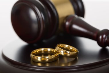 Wedding Rings And Wooden Gavel clipart